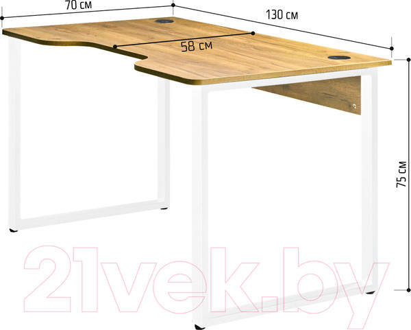 Изображение товара Компьютерный стол Millwood Лофт Гонконг ДТ-3 130x70x75 (дуб золотой Craft/металл белый)