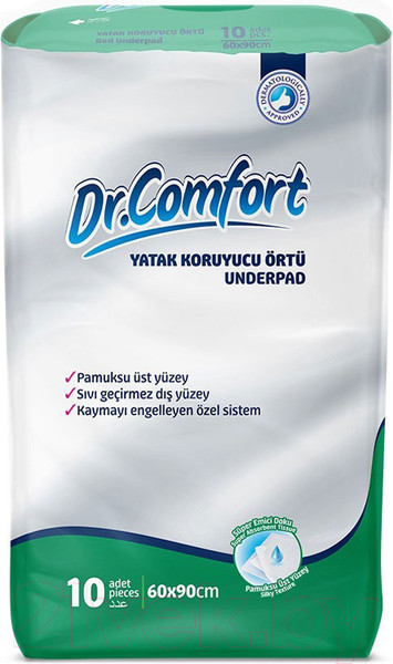 Изображение товара Набор пеленок одноразовых впитывающих Dr. Comfort 60x90 (10шт)