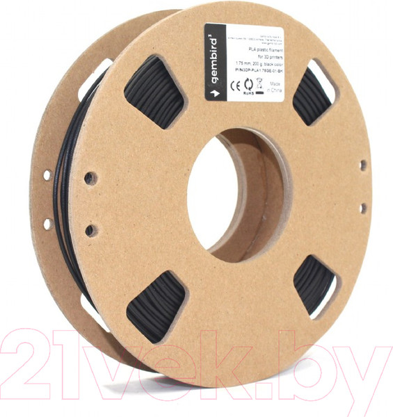 Изображение товара Пластик для 3D-печати Gembird PLA 3DP-PLA1.75GE-01-BK (1.75мм, 200г, черный)