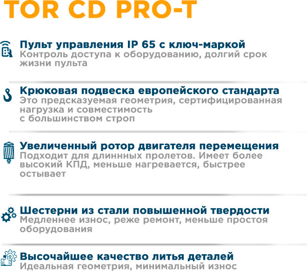 Таль электрическая TOR ТЭК CD 2.0т 6м (T) / 1040517 — фото 6