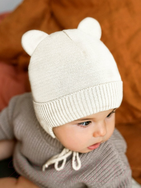 Изображение товара Шапочка для малышей Amarobaby Pure Love Bear Winter / AB-OD22-PLBW16/33-42 (молочный, р.42-44)