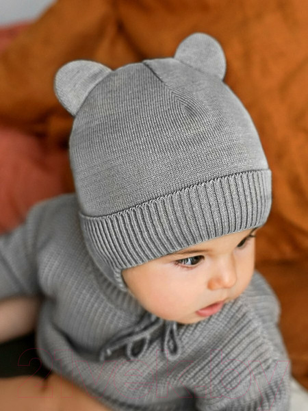 Изображение товара Шапочка для малышей Amarobaby Pure Love Bear Winter / AB-OD22-PLBW16/11-40 (серый, р.40-42)