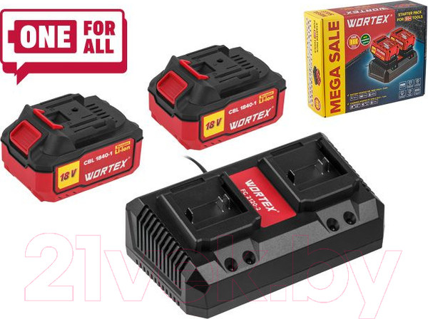 Изображение товара Набор аккумуляторов для электроинструмента Wortex ALL1 (1329413)