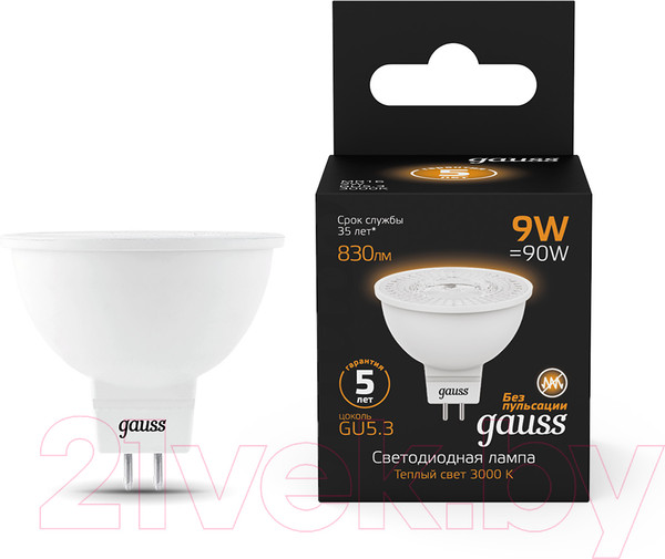 Изображение товара Лампа Gauss GU5.3 9W 3000K / 101505109