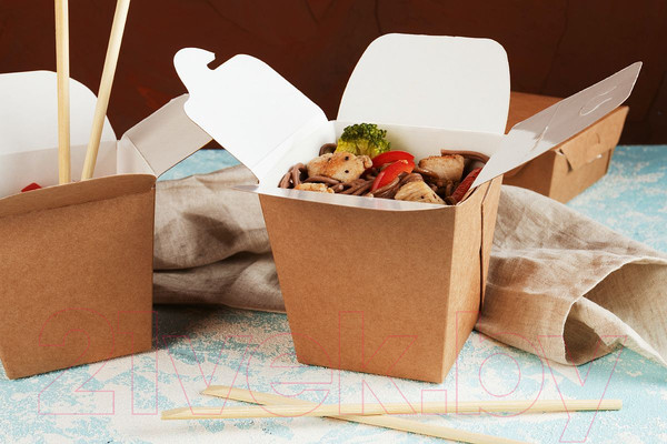 Изображение товара Набор коробок упаковочных для еды Паксервис Eco Noodles 460 / 286201 (70шт)