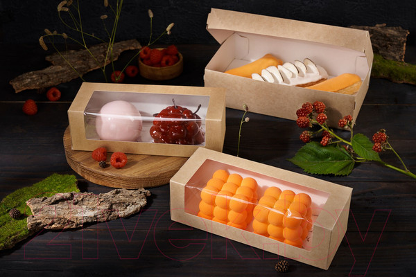 Изображение товара Набор коробок упаковочных для еды Паксервис Eco Cake 1900 / 286173 (50шт)