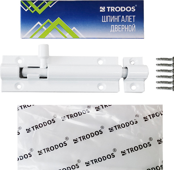 Изображение товара Шпингалет торцевой Trodos ZY-711A без пружины L110 (белый матовый)