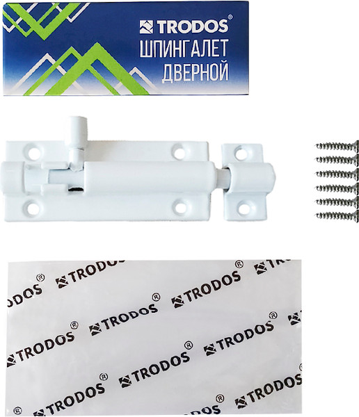 Изображение товара Шпингалет торцевой Trodos ZY-711B без пружины L90 (белый матовый)