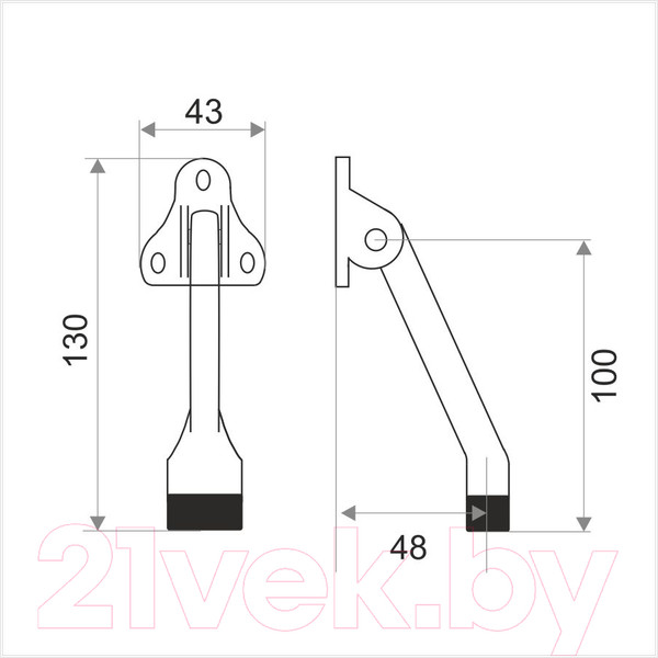 Изображение товара Фиксатор дверной Trodos Козья ножка Н130 (хром)