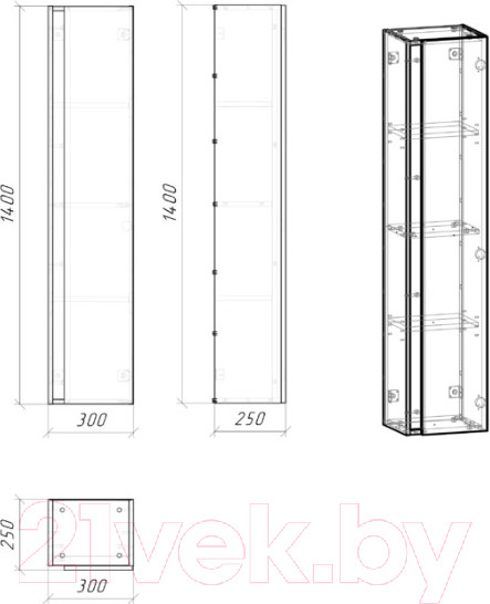Изображение товара Шкаф-пенал для ванной Grossman Юнит 30 / 208015 (кадена лайт)