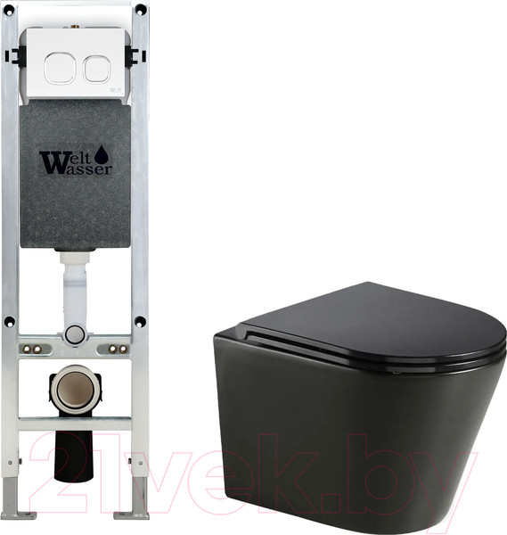 Изображение товара Унитаз подвесной с инсталляцией WeltWasser Amberg 350 ST + Salzbach 043 MT-BL + Amberg RD-WT