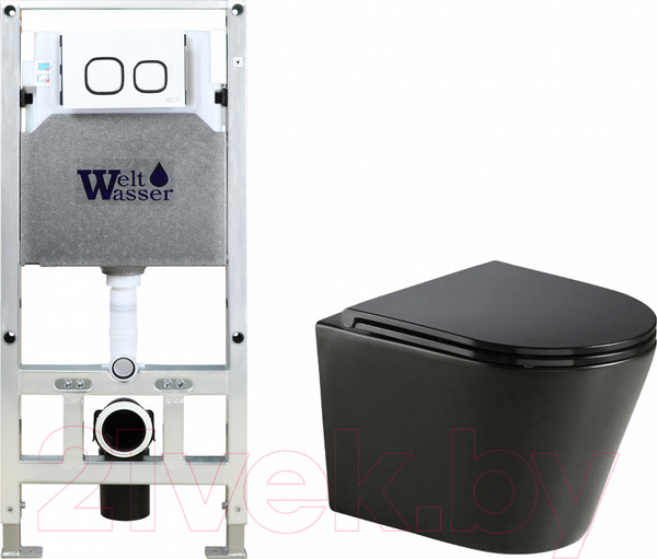 Изображение товара Унитаз подвесной с инсталляцией WeltWasser Amberg 506 ST + Salzbach 043 MT-BL + Amberg RD-WT