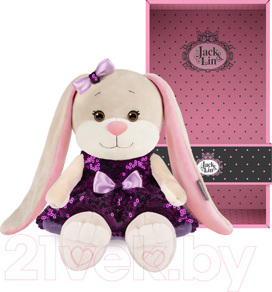 Изображение товара Мягкая игрушка Jack&Lin Зайка Лин в фиолетовом платьице с пайетками / JL-04202304-20