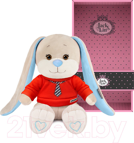 Изображение товара Мягкая игрушка Jack&Lin Зайчик Жак в красном свитшоте с галстуком / JL-03202307-20