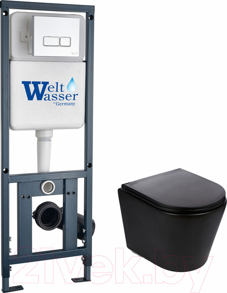 Изображение товара Унитаз подвесной с инсталляцией WeltWasser Marberg 410 + Salzbach 043 MT-BL + Mar 410 SE GL-WT