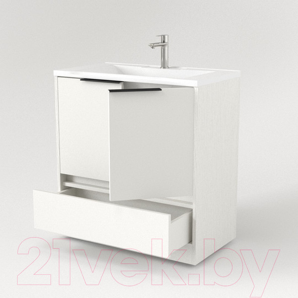 Изображение товара Тумба под умывальник Дабер 017 Andrea Elen 80 / Т17.8А.0.5Ч (белый древесный/ручка черная)