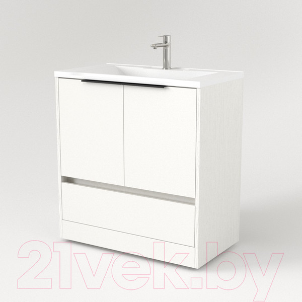 Изображение товара Тумба под умывальник Дабер 017 Andrea Elen 80 / Т17.8А.0.5Ч (белый древесный/ручка черная)