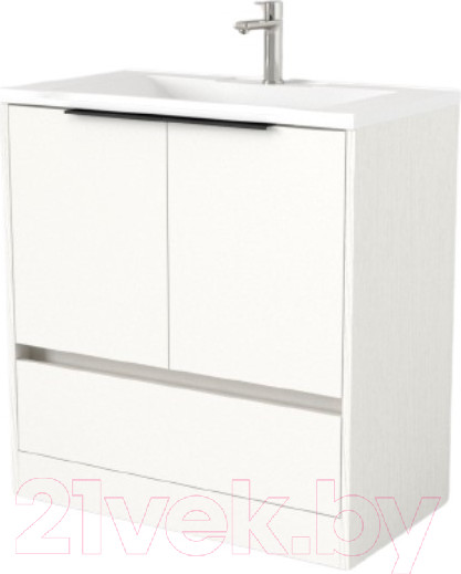 Изображение товара Тумба под умывальник Дабер 017 Andrea Elen 80 / Т17.8А.0.5Ч (белый древесный/ручка черная)