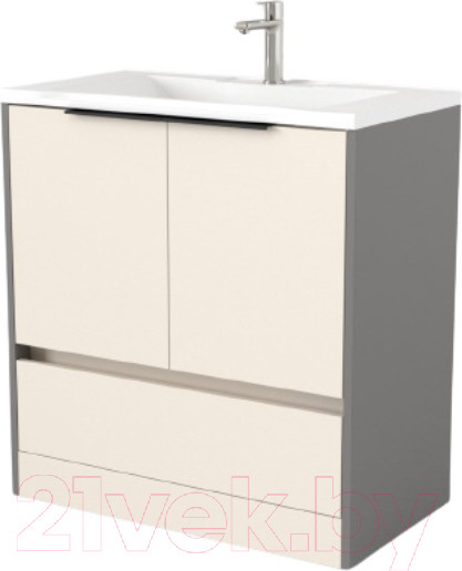 Изображение товара Тумба под умывальник Дабер 017 Andrea Elen 80 / Т17.8А.0.19Ч (бежевый/серый/ручка черная)