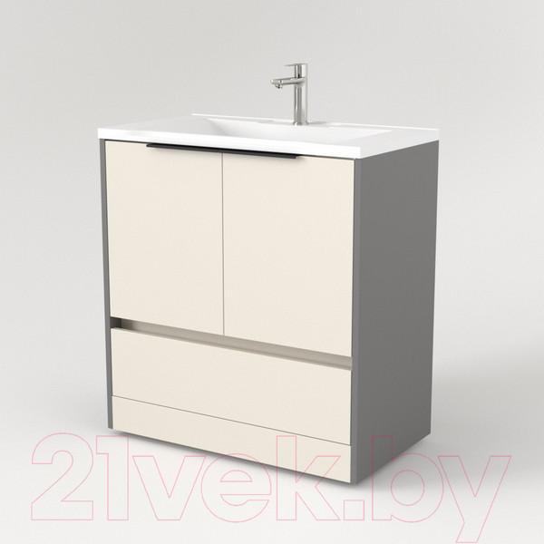 Изображение товара Тумба под умывальник Дабер 017 Andrea Elen 80 / Т17.8А.0.19Ч (бежевый/серый/ручка черная)