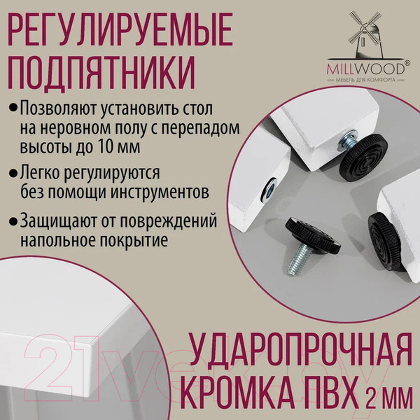 Изображение товара Письменный стол Millwood Лофт Сиэтл ДТ-5 130x70x75 (белый/белый)