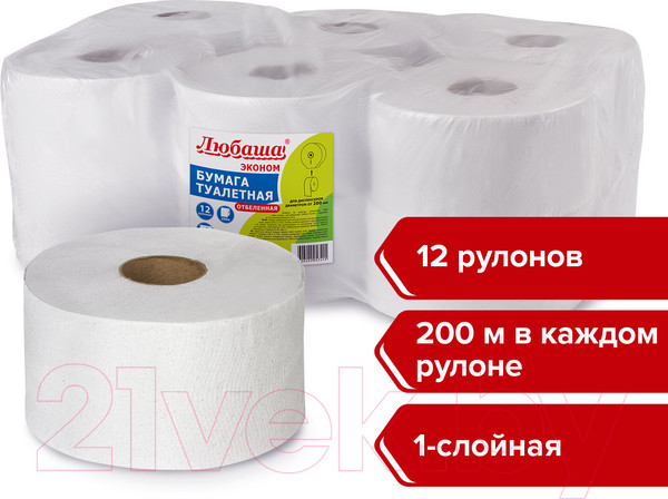 Изображение товара Туалетная бумага Любаша 124546 (12рул, белый)