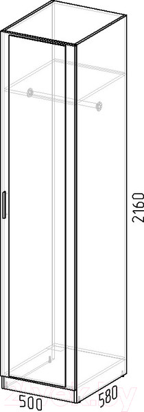 Изображение товара Шкаф-пенал Интермебель Марсель 580 1 зеркало / МР-04 (графит серый)