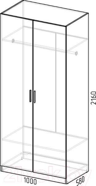 Изображение товара Шкаф Интермебель Марсель 580 / МР-06-B2 (белый софт)