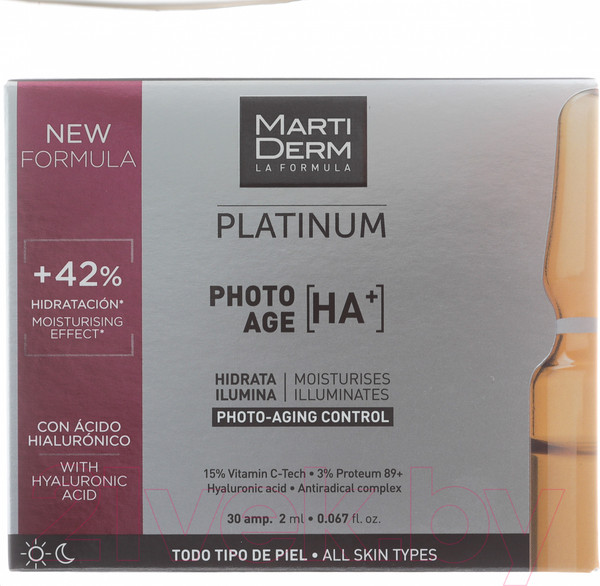 Изображение товара Ампулы для лица Martiderm Платинум Коррекция фотостарения Гиалуроновая кислота + (30x2мл)