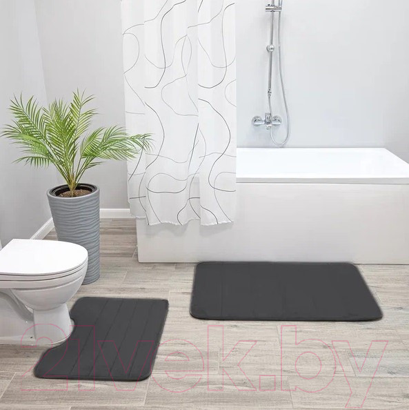 Изображение товара Набор ковриков для ванной и туалета Вилина Велюр / 7174 (черный)