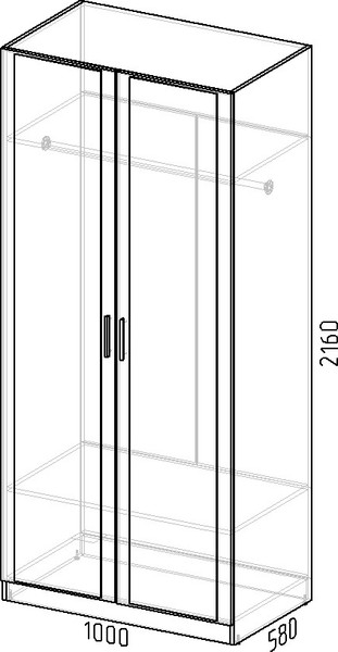 Изображение товара Шкаф Интермебель Марсель 580 2 зеркала / МР-06 (белый премиум)