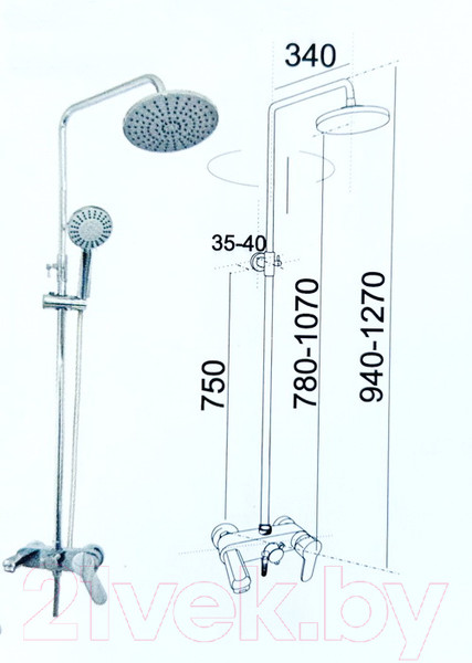 Изображение товара Душевая система со смесителем Центр Сантехники Гармония №2 D200 ДС0001-9