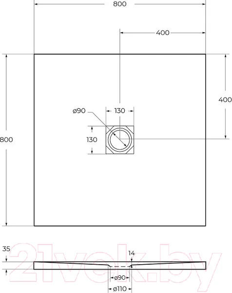 Изображение товара Душевой поддон BelBagno TRAY-MR-UNO-A-80-35-W