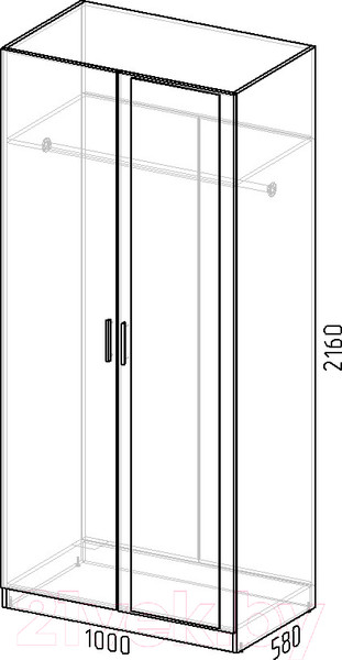 Изображение товара Шкаф Интермебель Марсель 580 1 зеркало / МР-07 (графит серый)