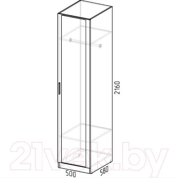Изображение товара Шкаф-пенал Интермебель Марсель 580 1 зеркало / МР-02 (графит серый)