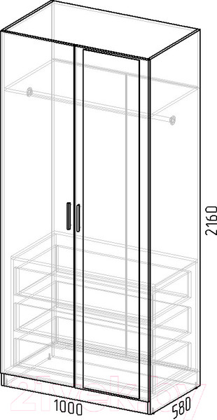 Изображение товара Шкаф Интермебель Марсель 580 1 зеркало / МР-08 (дуб крафт золотой)