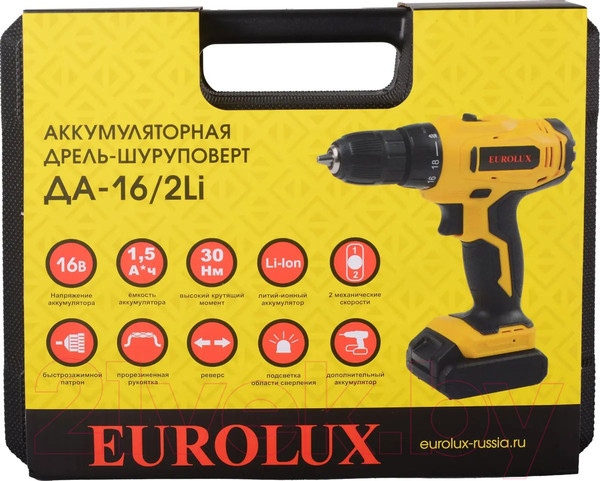 Изображение товара Аккумуляторная дрель-шуруповерт EUROLUX ДА-16/2Li (72/14/51)