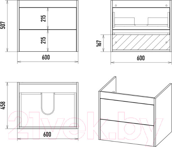 Изображение товара Тумба под умывальник Brevita Monsour 60 / MON-09060-0102Я