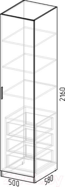Изображение товара Шкаф-пенал Интермебель Марсель 580 / МР-03-B2 (графит софт)