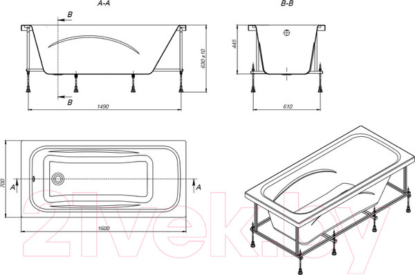 Изображение товара Ванна акриловая Roca Line 160x70 / ZRU9302985