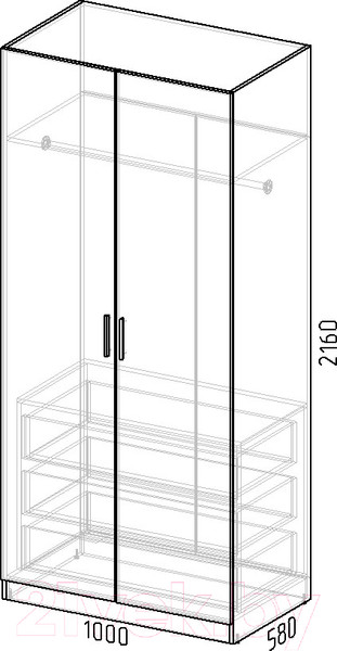 Изображение товара Шкаф Интермебель Марсель 580 / МР-08-MN (луна софт)