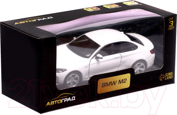 Изображение товара Масштабная модель автомобиля Автоград BMW M2 Coupe 554034_B / 7335820 (белый)