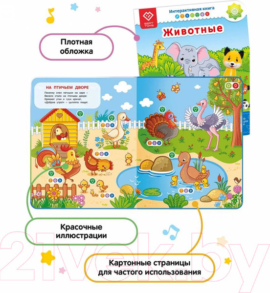 Изображение товара Музыкальная книга BertToys Животные Панда, тигр, собака / 9785907527058