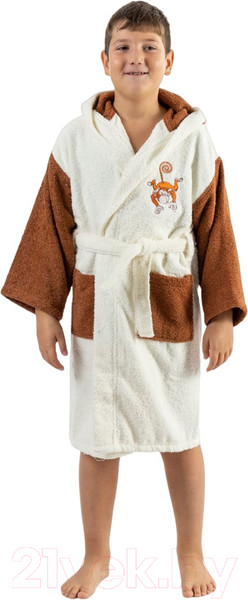 Изображение товара Халат детский Minteks Махровый ТВ06-3 (р-р 34/134-140, молочный)