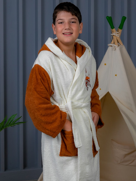 Изображение товара Халат детский Minteks Махровый ТВ06-3 (р-р 36/146-152, молочный)