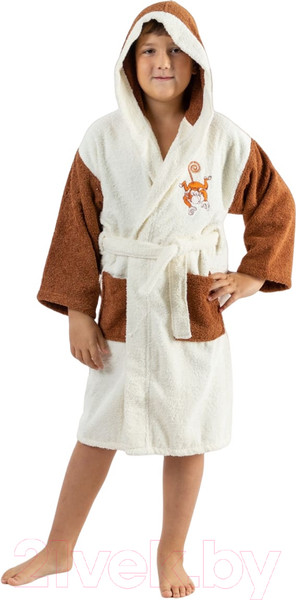 Изображение товара Халат детский Minteks Махровый ТВ06-3 (р-р 36/146-152, молочный)