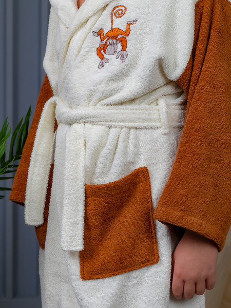 Изображение товара Халат детский Minteks Махровый ТВ06-3 (р-р 36/146-152, молочный)