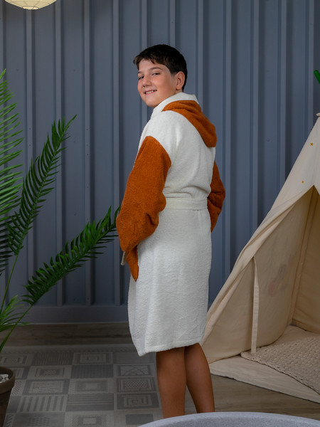 Изображение товара Халат детский Minteks Махровый ТВ06-3 (р-р 36/146-152, молочный)