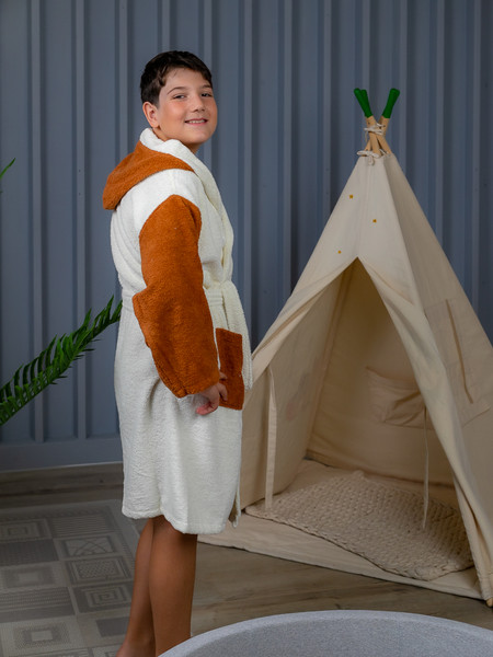 Изображение товара Халат детский Minteks Махровый ТВ06-3 (р-р 36/146-152, молочный)