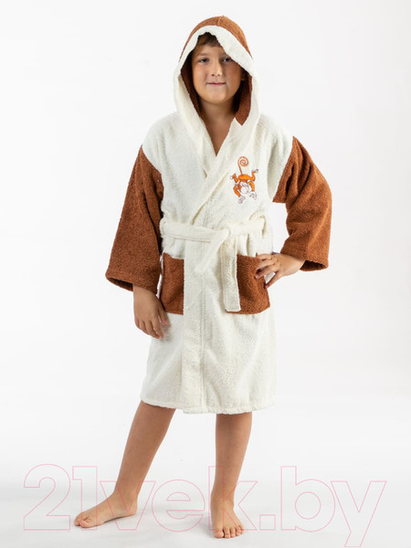 Изображение товара Халат детский Minteks Махровый ТВ06-3 (р-р 38/158-164, молочный)